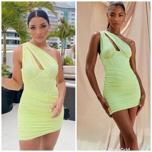 House of CB Clementine Mini Dress in Lime